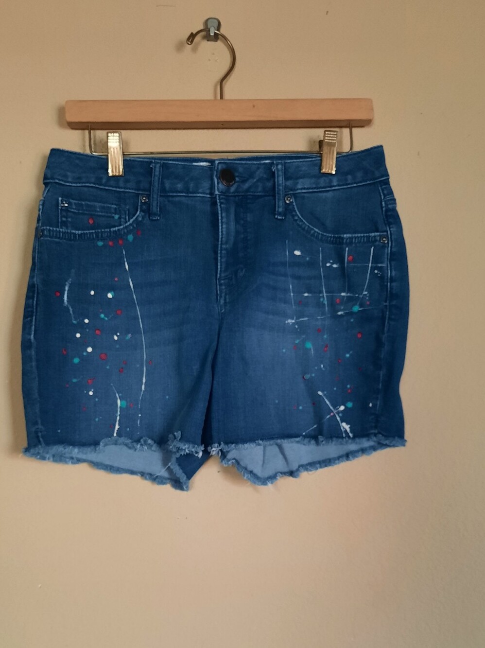 Blue Denim Paint-Splatter Women's Shorts